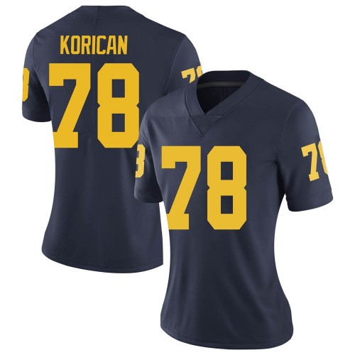 Griffin Korican Michigan Wolverines Women's NCAA #78 Navy Limited Brand Jordan College Stitched Football Jersey CTW0054LB